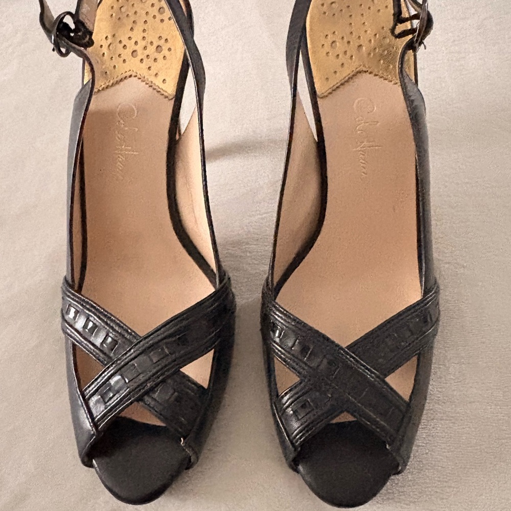 🖤Cole Haan Black Slingback Peep-Toe Heels for Women - Picture 2 of 8